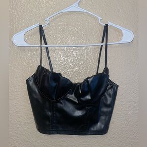 Faux leather pleather goth clubbing top size XS